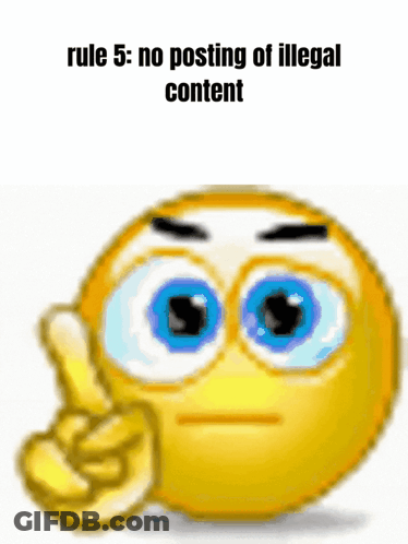 Rule 5 : No Posting Of Illegal Content Is Written On A Smiley Face GIF