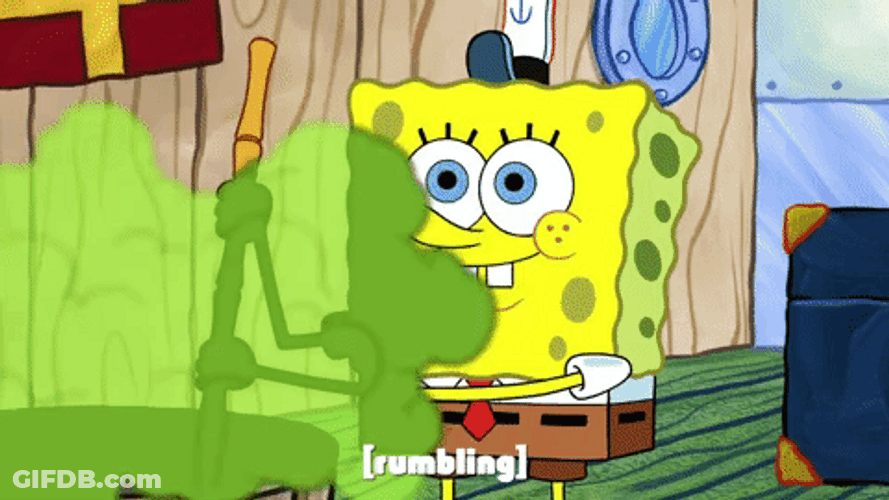 Rumbling Spongebob Green Fog GIF