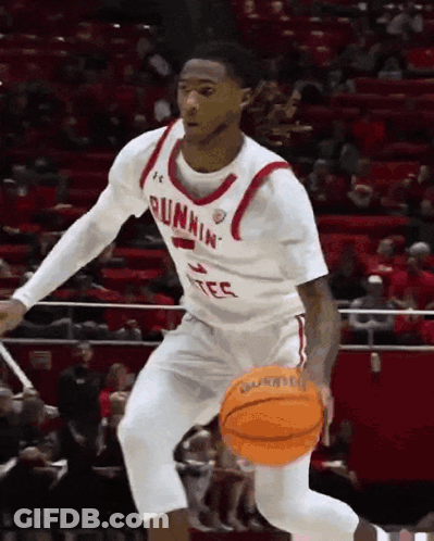 Runnin' Utes Basketball Player Dribbling GIF