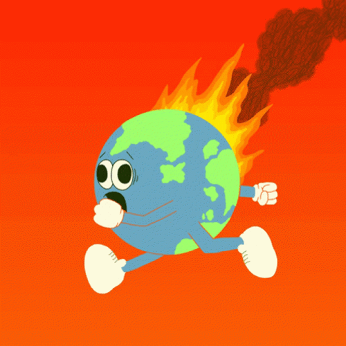 Running And Burning Earth Global Warming GIF
