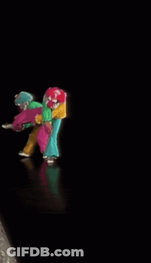 Running And Tumbling Clown Show GIF
