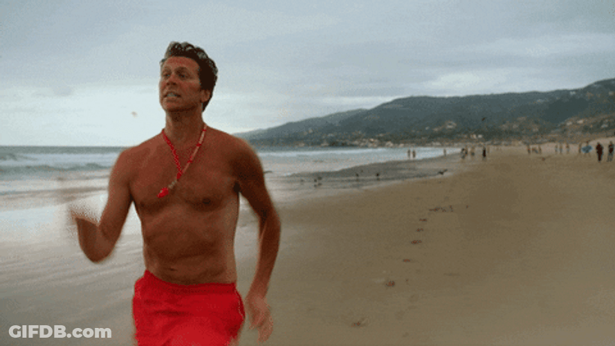 Running Fast Life Guard On Beach GIF