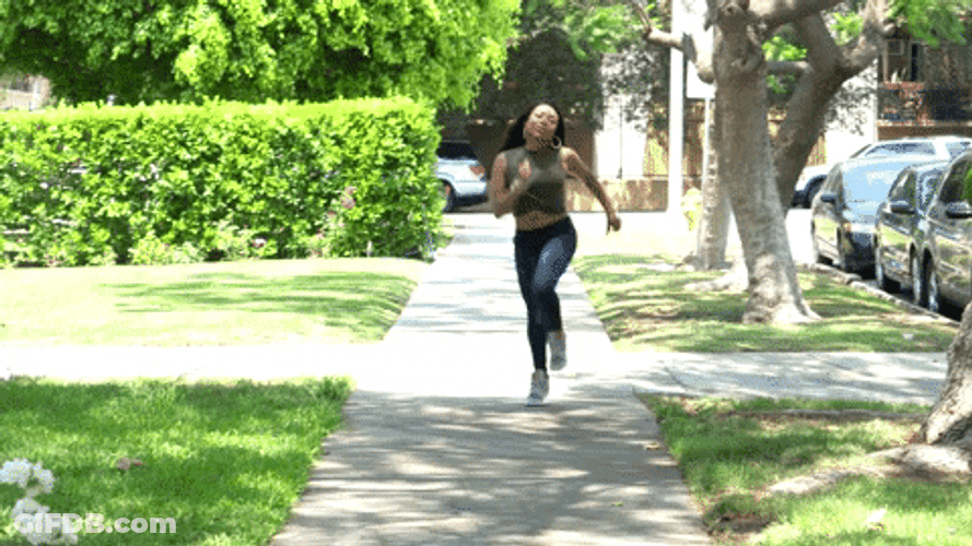 Running Hopping Lady GIF