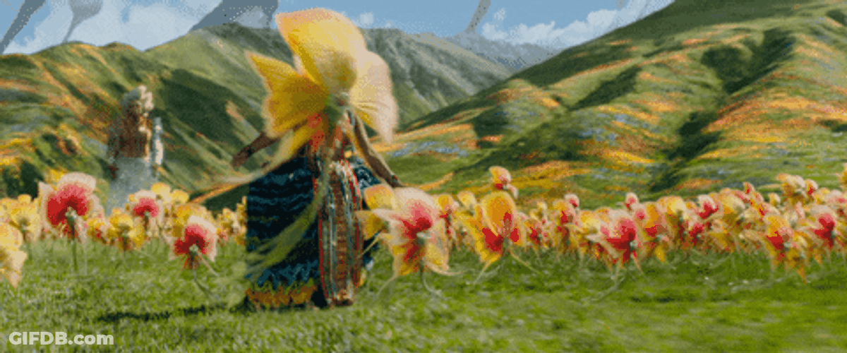 Running Mindy Kaling Flower Garden GIF