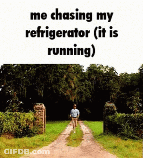 Running Refrigerator Chase GIF