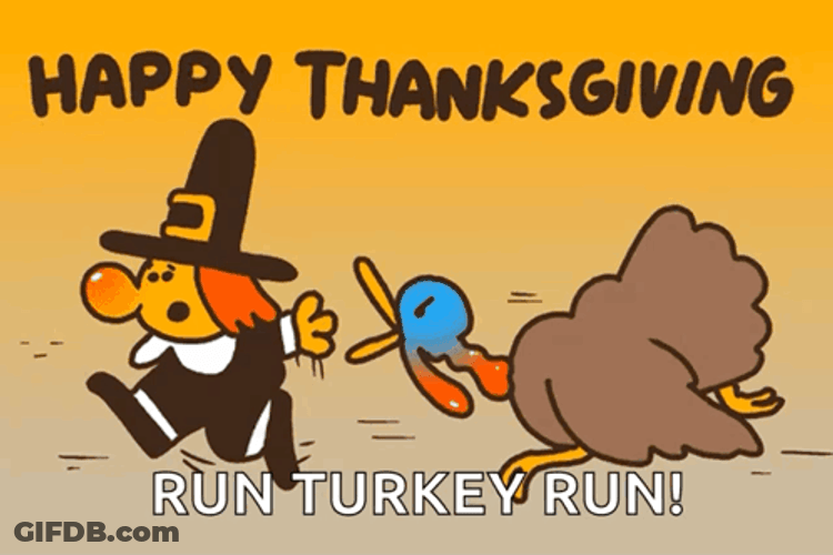Running Turkey Animated Thanksgiving GIF