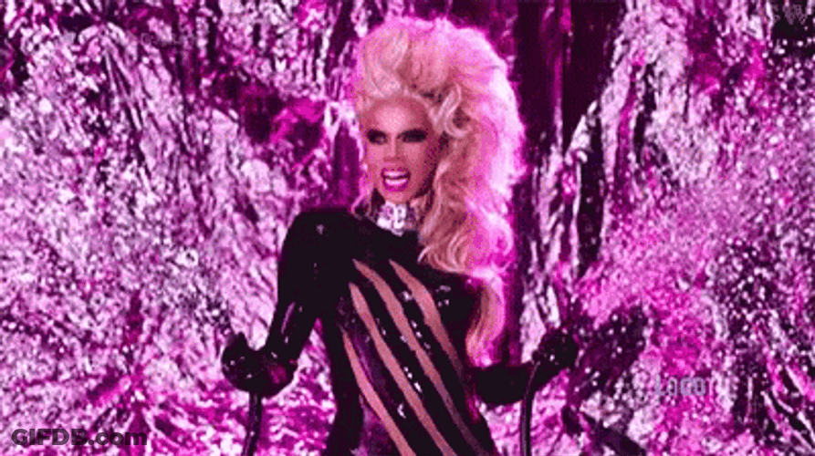 Rupaul Fires Hoses Of Purple Glitter Bomb GIF