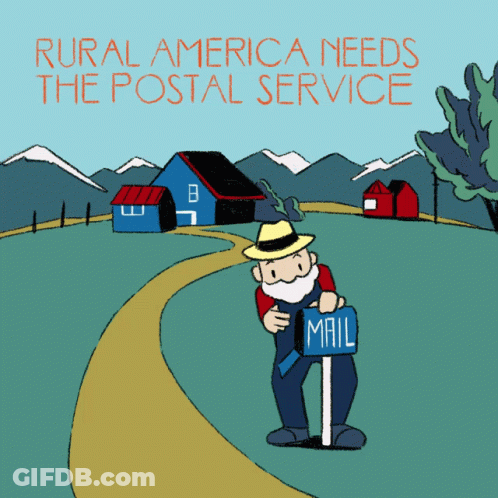 Rural America Needs The Postal Service With A Man Holding A Mail Box GIF