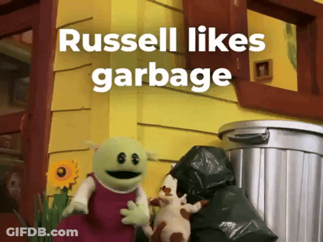 Russell Likes Garbage Hot Day GIF
