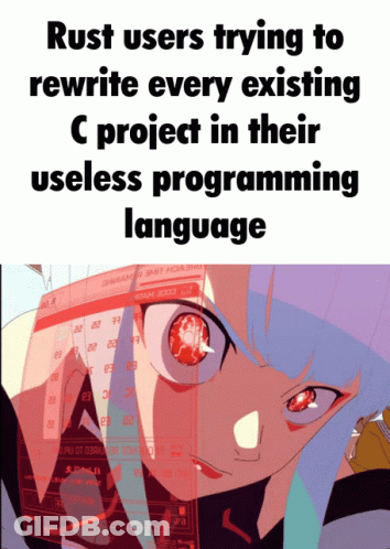 Rust Users Trying To Rewrite Every Existing C Project Poster GIF