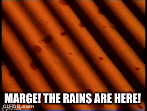 Rusty Metal Roof With Marge Rains Are Here GIF