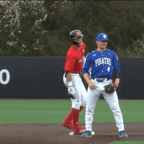 Rutgers Baseball Player Bent Knees Fixing Helmet GIF