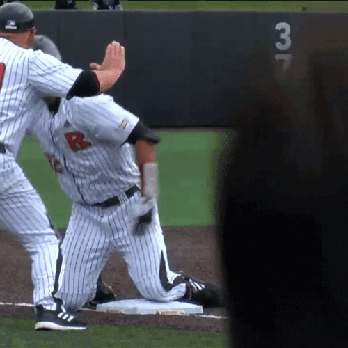 Rutgers Baseball Player Kneel Shout GIF