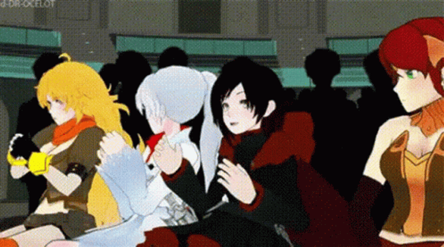 Rwby Characters Sitting Together GIF