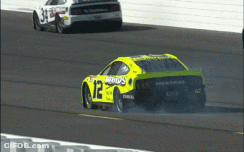 Ryan Blaney Driving With Flat Tire GIF