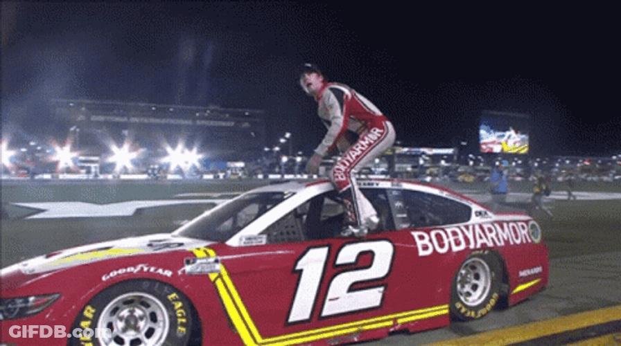 Ryan Blaney Standing On His Car GIF