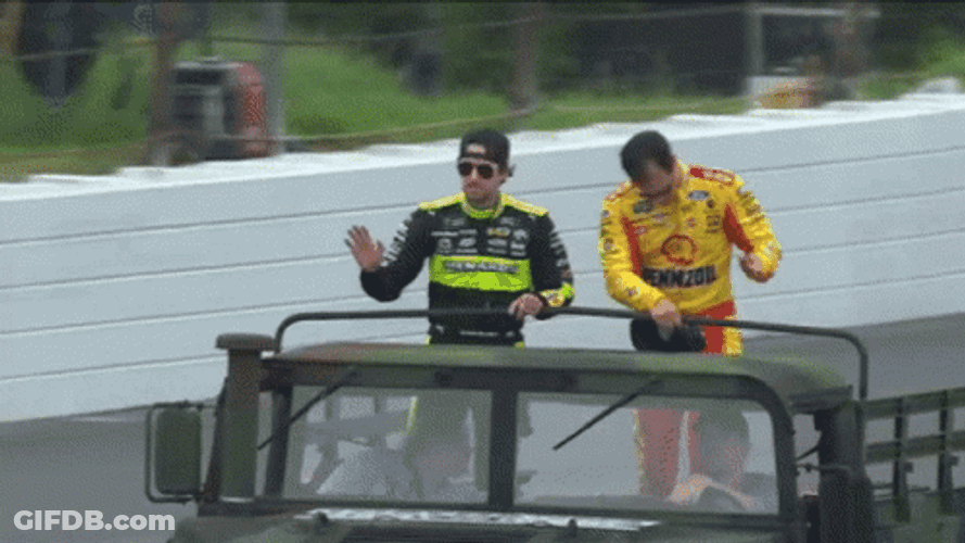 Ryan Blaney Waving From A Truck GIF