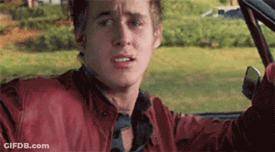 Ryan Gosling Driving Wearing Red Jacket GIF