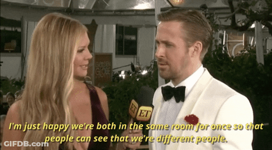 Ryan Gosling Golden Globes Interview GIF