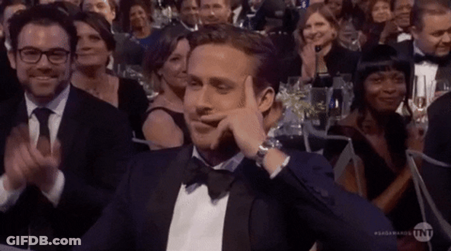 Ryan Gosling Watching Awards Shows GIF
