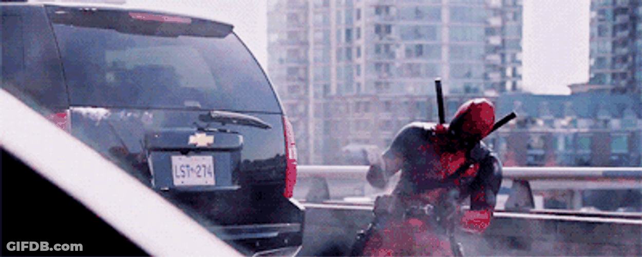 Ryan Reynolds Spiderman Smoking Car GIF