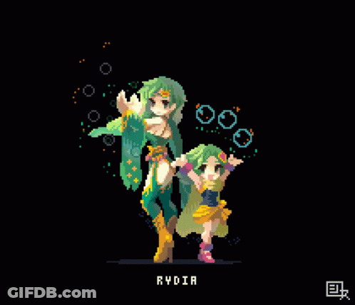 Rydia Pixel Art With Another Character GIF