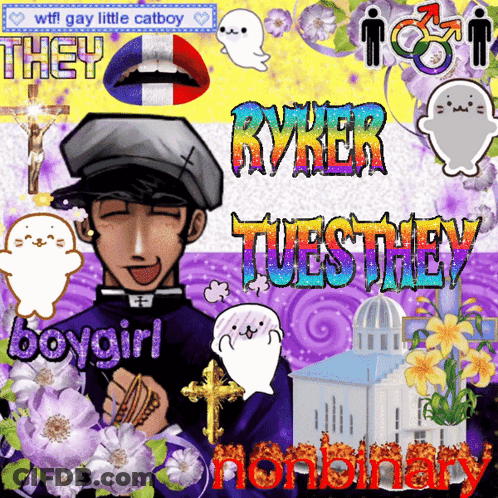 Ryker Tuesday Nonbinary Colorful Collage GIF