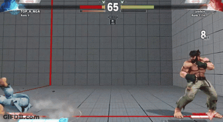 Ryu Vs Bearded Ryu Hadouken GIF