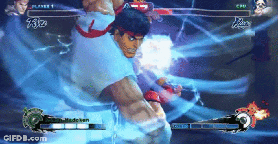 Ryu Vs Hugo Hadouken Knockout GIF