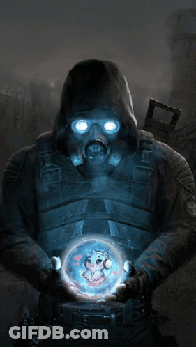 S.T.A.L.K. Poster Man With Gas Mask GIF