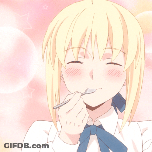 Saber Artoria Pendragon Fate Stay Blushing Eating GIF