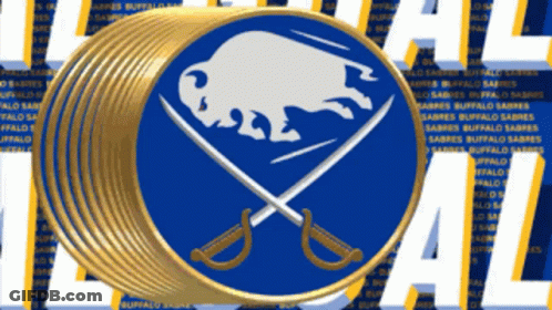 Sabres Logo On Blue And Yellow GIF