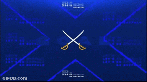 Sabres Logo With Buffalo And Crossed Swords GIF