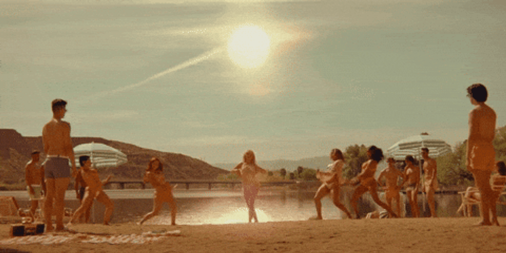 Sabrina Carpenter And Beach Friends Dance Espresso Song GIF