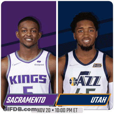 Sacramento And Utah Basketball Players On Poster GIF