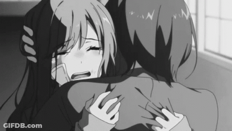 Sad Adachi And Shimamura Hugging Aesthetic GIF