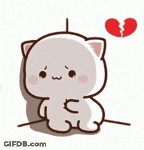 Sad Animated Cat Breaking Heart GIF