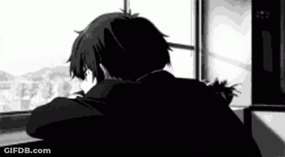 Sad Anime Boy At The Window GIF