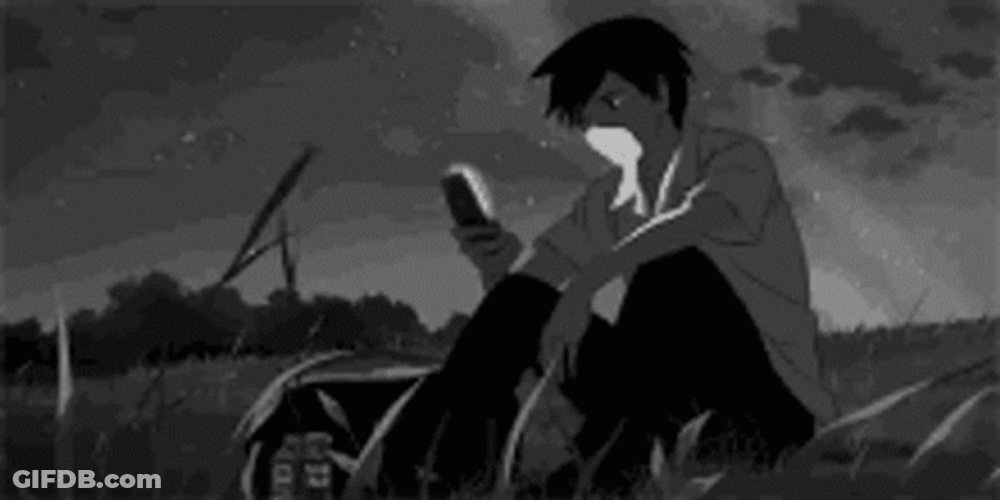 Sad Anime Boy Checking Phone GIF