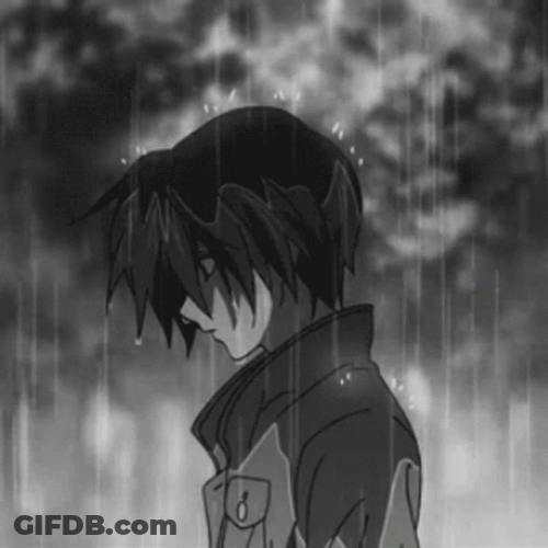 Sad Anime Boy Crying In The Rain GIF