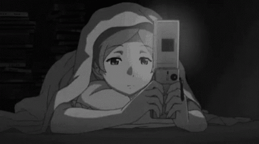 Sad Anime Girl Turn Off Phone GIF