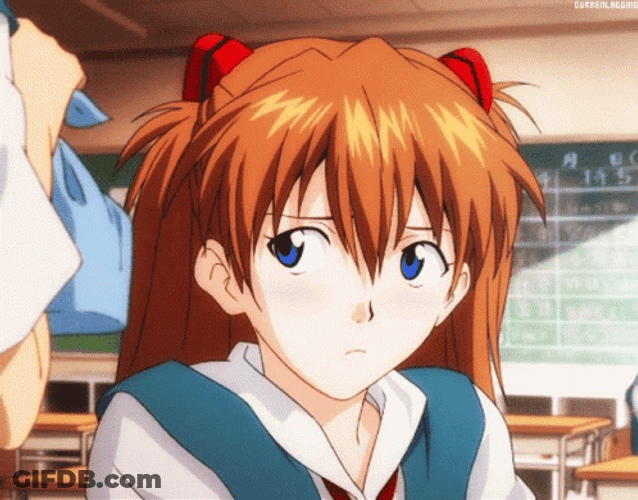 Sad Asuka Evangelion Blinking GIF