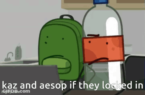 Sad Backpack And Soda Bottle Cartoon GIF