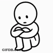 Sad Black And White Cartoon Character Sitting On Floor GIF
