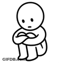Sad Black White Cartoon Character Sitting Arms Crossed GIF