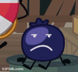 Sad Blueberry Character On Trash Can GIF