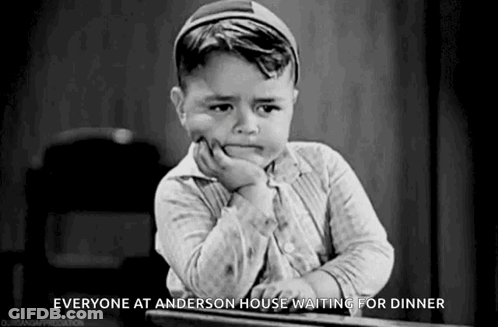 Sad Boy Sitting At Table Waiting For Dinner GIF