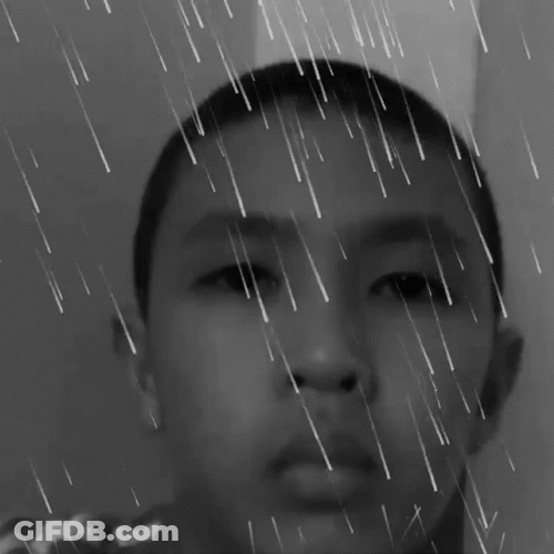 Sad Boy With Rain Filter Black And White GIF
