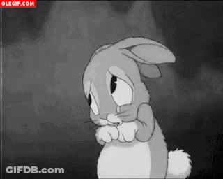 Sad Bunny Rabbit In Black And White GIF