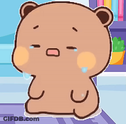 Sad Cartoon Bear Sitting On Rug GIF